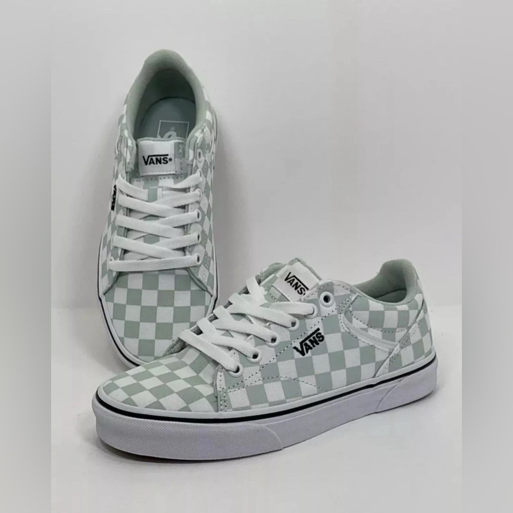 VANS Seldan Checkerboard Pale Aqua Canvas Skate Shoes Women’s Size 6.5